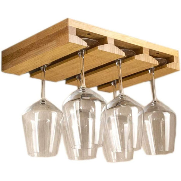 Millwood Pines Wine Glass Rack Under Wine Glass Holder, Bamboo